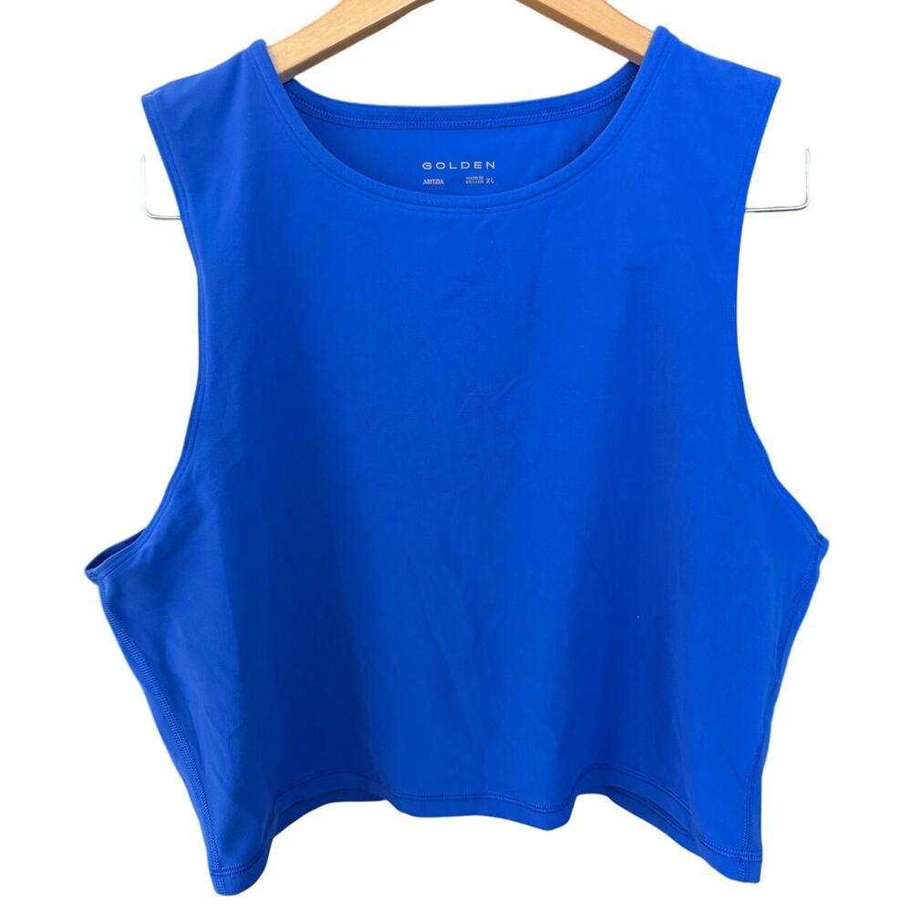 NWOT Aritzia Golden Butter Blue Essential Muscle SweatWicking Cropped TankTop-XL